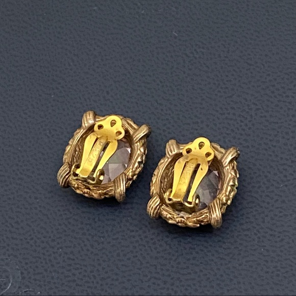 Vintage Morganite Glass 925 Clip On Earrings - Picture 9 of 16